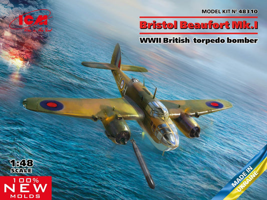ICM 1/48th scale Bristol Beaufort Mk.I, WWII British Torpedo-Bomber