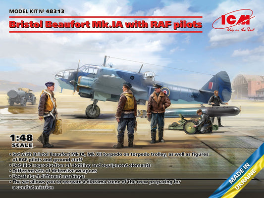 ICM 1/48th scale Bristol Beaufort Mk.IA with RAF Pilots & Ground Staff Figures