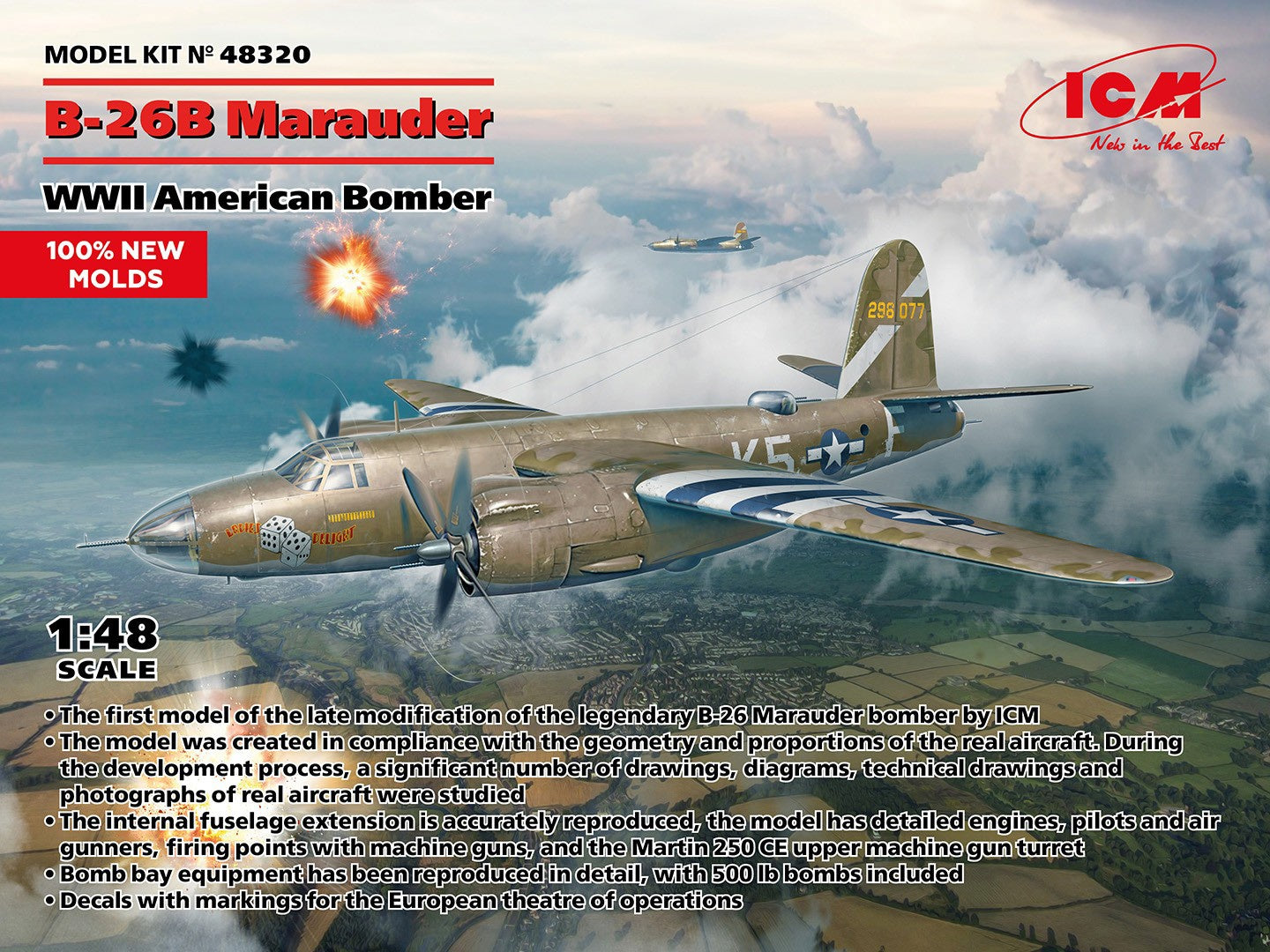 ICM 1/48th scale B-26B Marauder, WWII American Bomber
