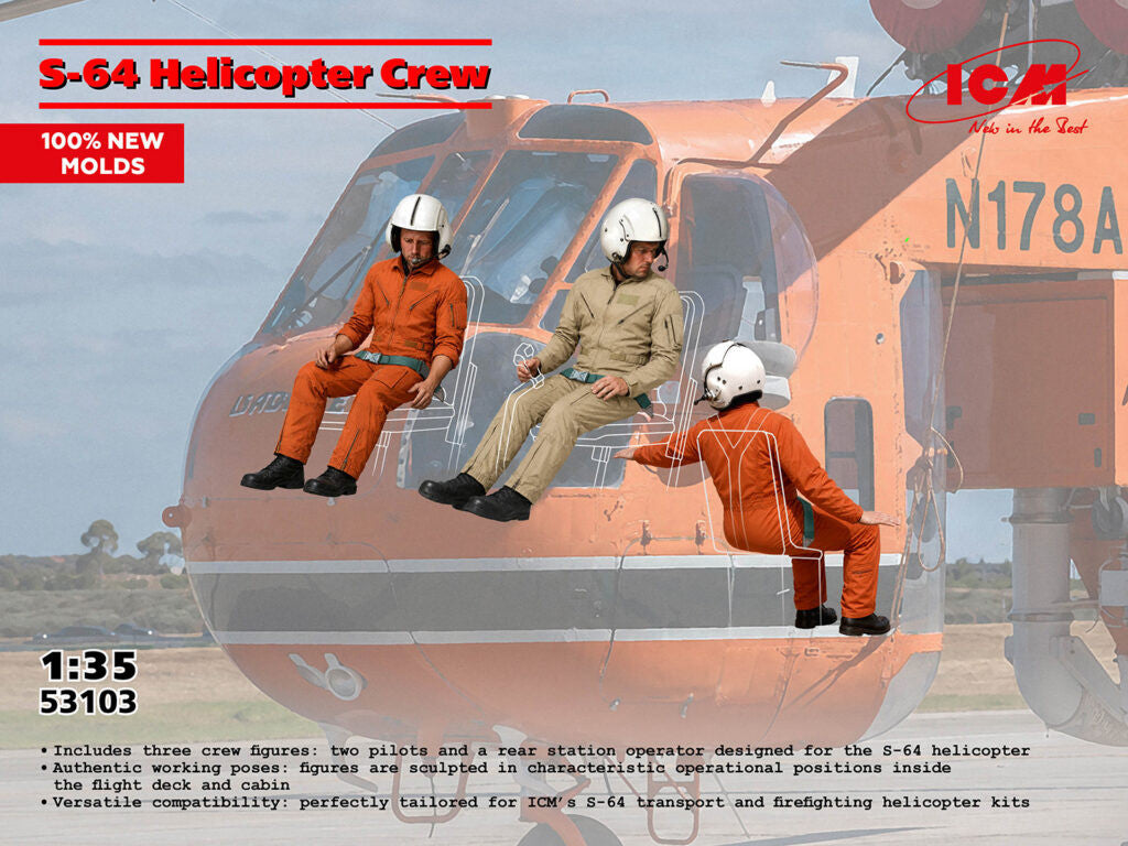 ICM 1/35th scale S-64 Helicopter crew (3 Figures)