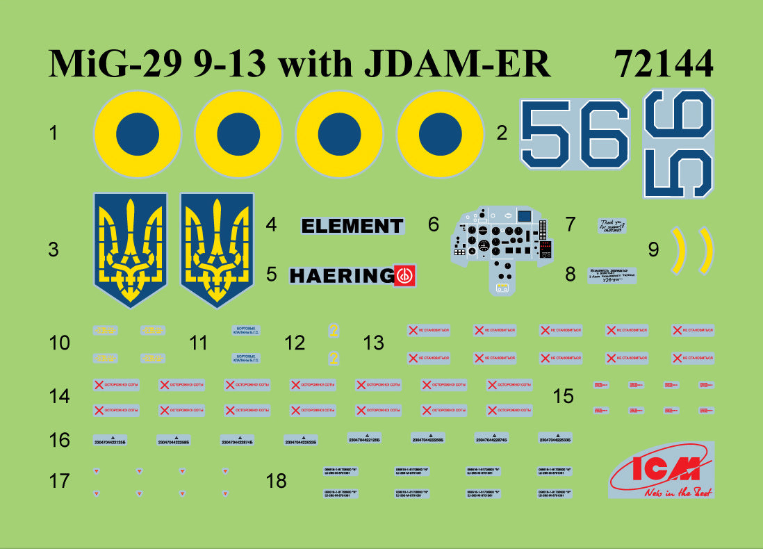 ICM 1/72nd scale MiG-29 of Ukrainian Air Forces with JDAM-ER Bombs