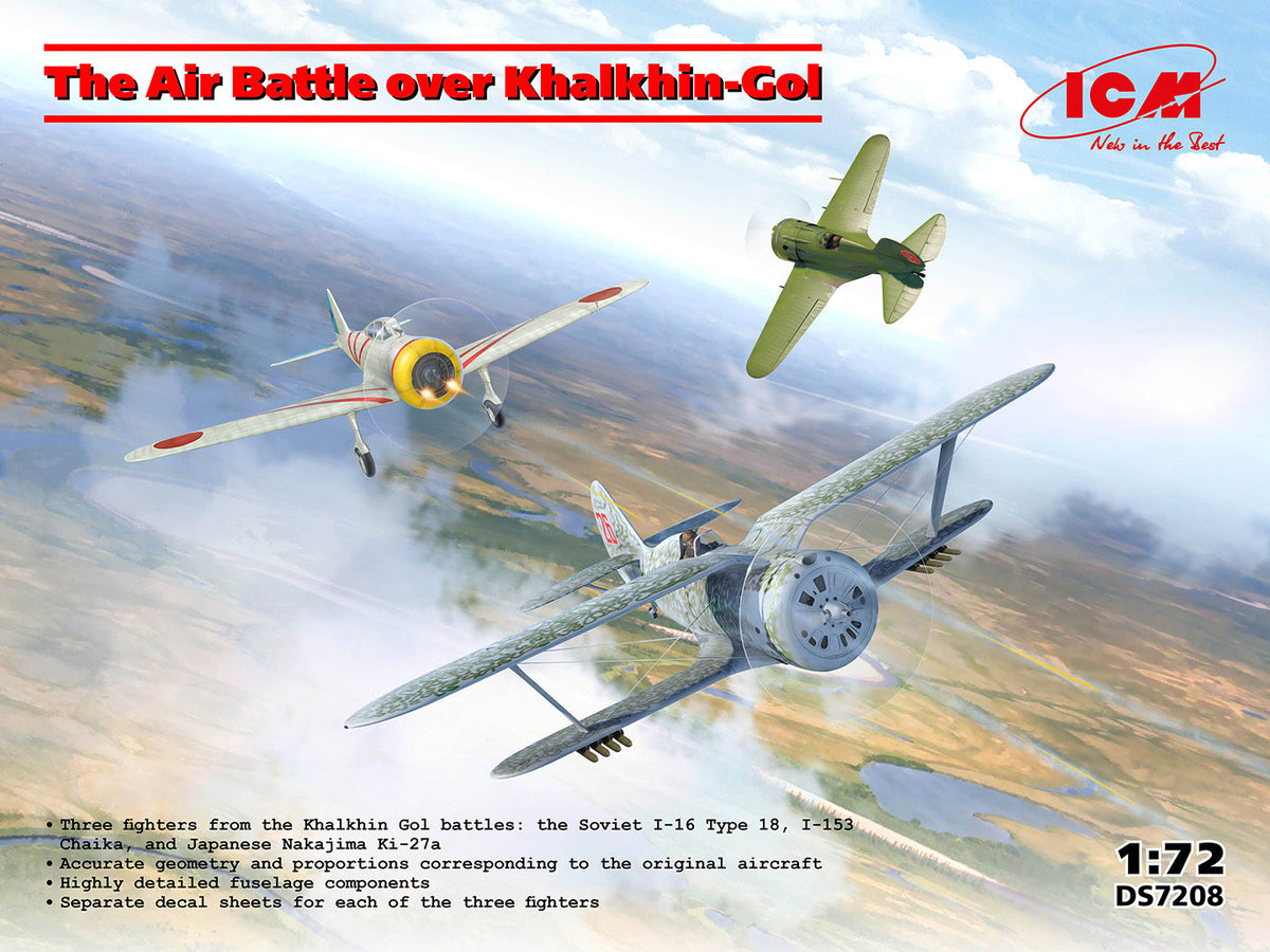 ICM 1/72nd scale ‘Air Battle Over Khalkhin-Gol’ I-16 Type 18 / I-153 Chaika / Ki-27a (Set of 3 Aircraft)