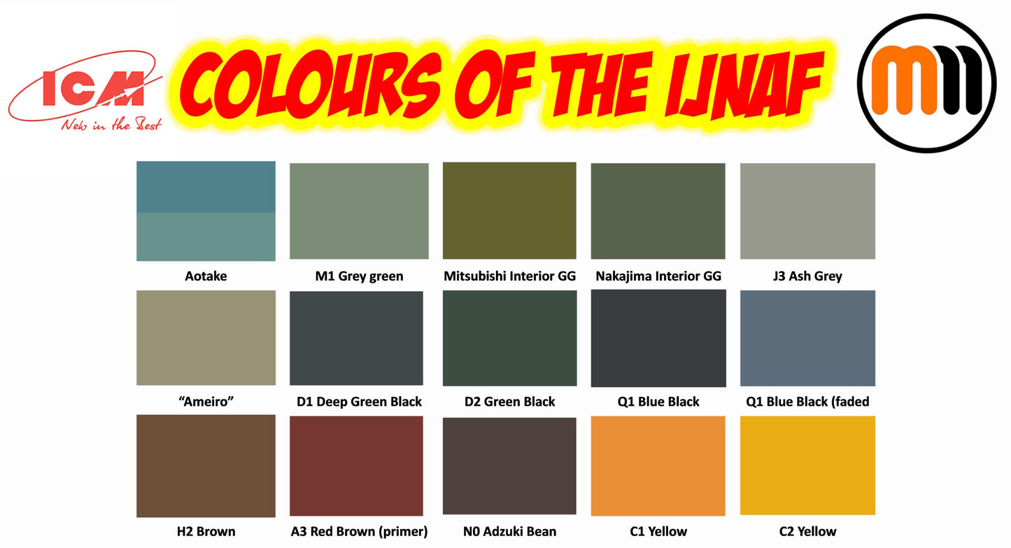 ICM WWII Japanese Navy IJNAF Big Mixing Bundle - 20 paints in 12 colours