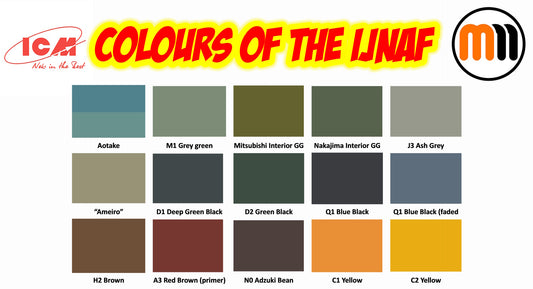 ICM WWII Japanese Navy IJNAF Big Mixing Bundle - 20 paints in 12 colours