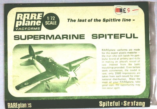 Second Hand: Rareplane 1/72nd scale Supermarine Spiteful