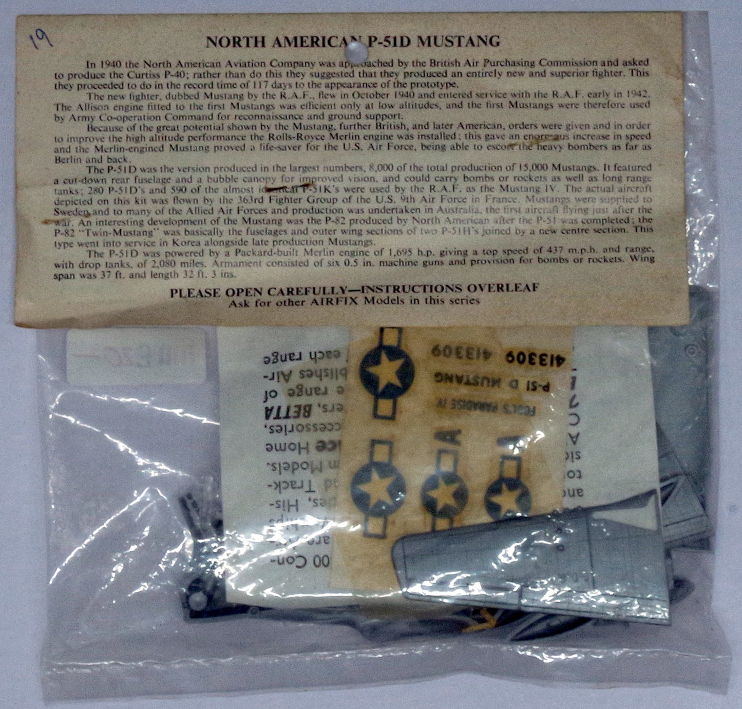 Collectors: Airfix 1/72nd scale Bagged Mustang P-51D