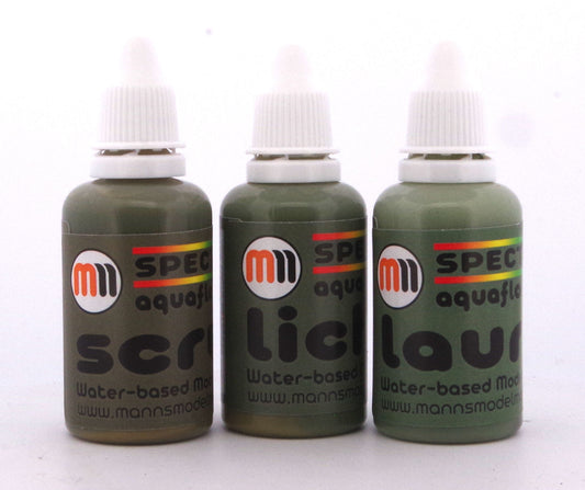 Set of 3 MMM 30ml AquaFlow Washes, Greens