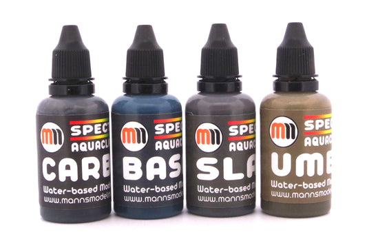 Set of 4 MMM 30ml AquaClay Washes, Darks