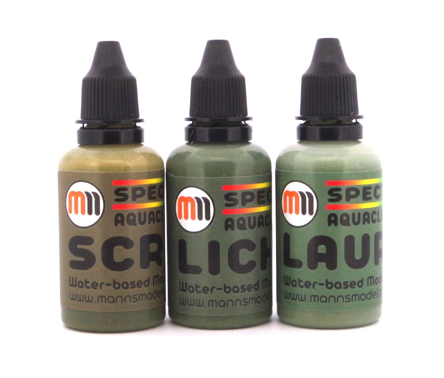 Set of 3 MMM 30ml AquaClay Washes, Greens