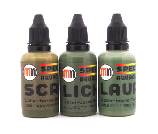 Set of 3 MMM 30ml AquaClay Washes, Greens