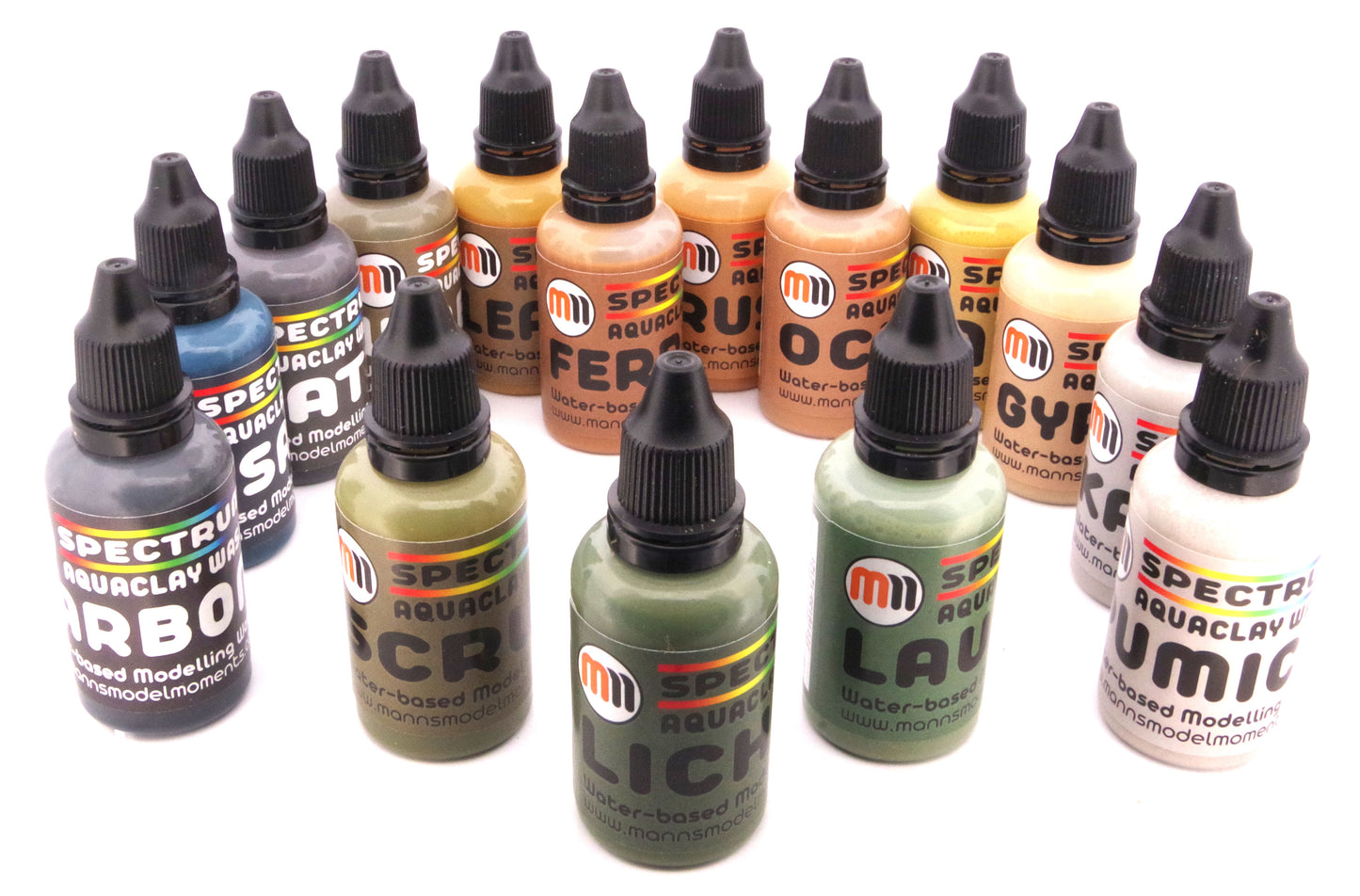 Complete Set of 15 MMM 30ml AquaClay Washes