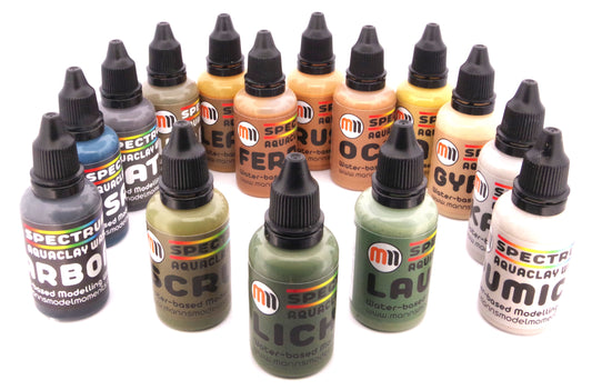 Complete Set of 15 MMM 30ml AquaClay Washes