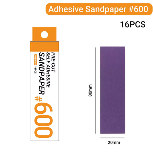 Pre-cut Self Adhesive Sandpaper 20x80mm 16pcs pack - 600 Grit