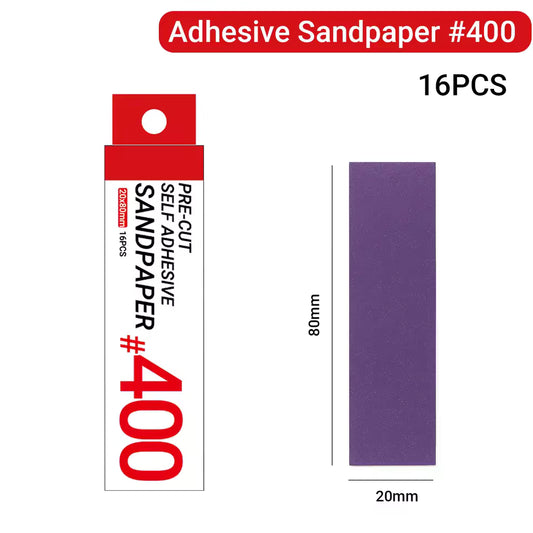 Pre-cut Self Adhesive Sandpaper 20x80mm 16pcs pack - 400 Grit