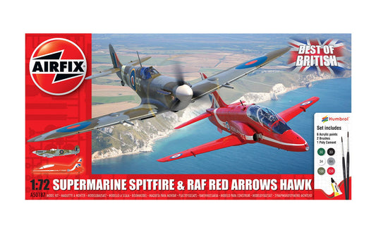 Airfix 1/72nd scale Supermarine Spitfire & RAF Red Arrows Hawk