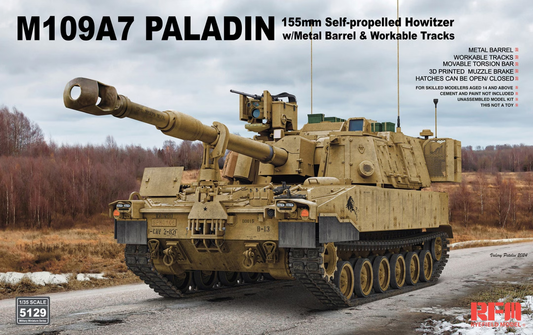 Ryefield Model 1/35th scale M109A7 Paladin with Metal Barrel & workable tracks