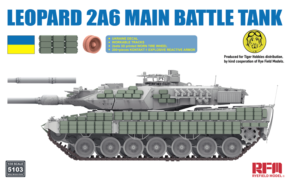 Ryefield 1/35th scale Leopard 2A6 with Ukrainian Decal