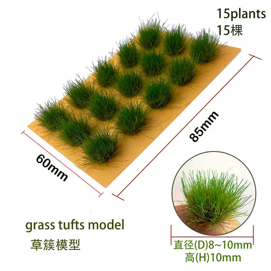 Grass Tufts ~10mm, pack of 15, Spring Green